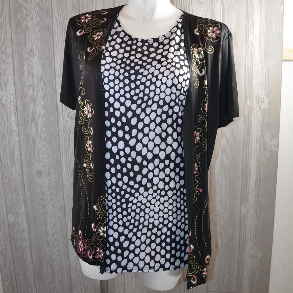 NWT Stretch fake 2 piece Top shirt  PLUS S…